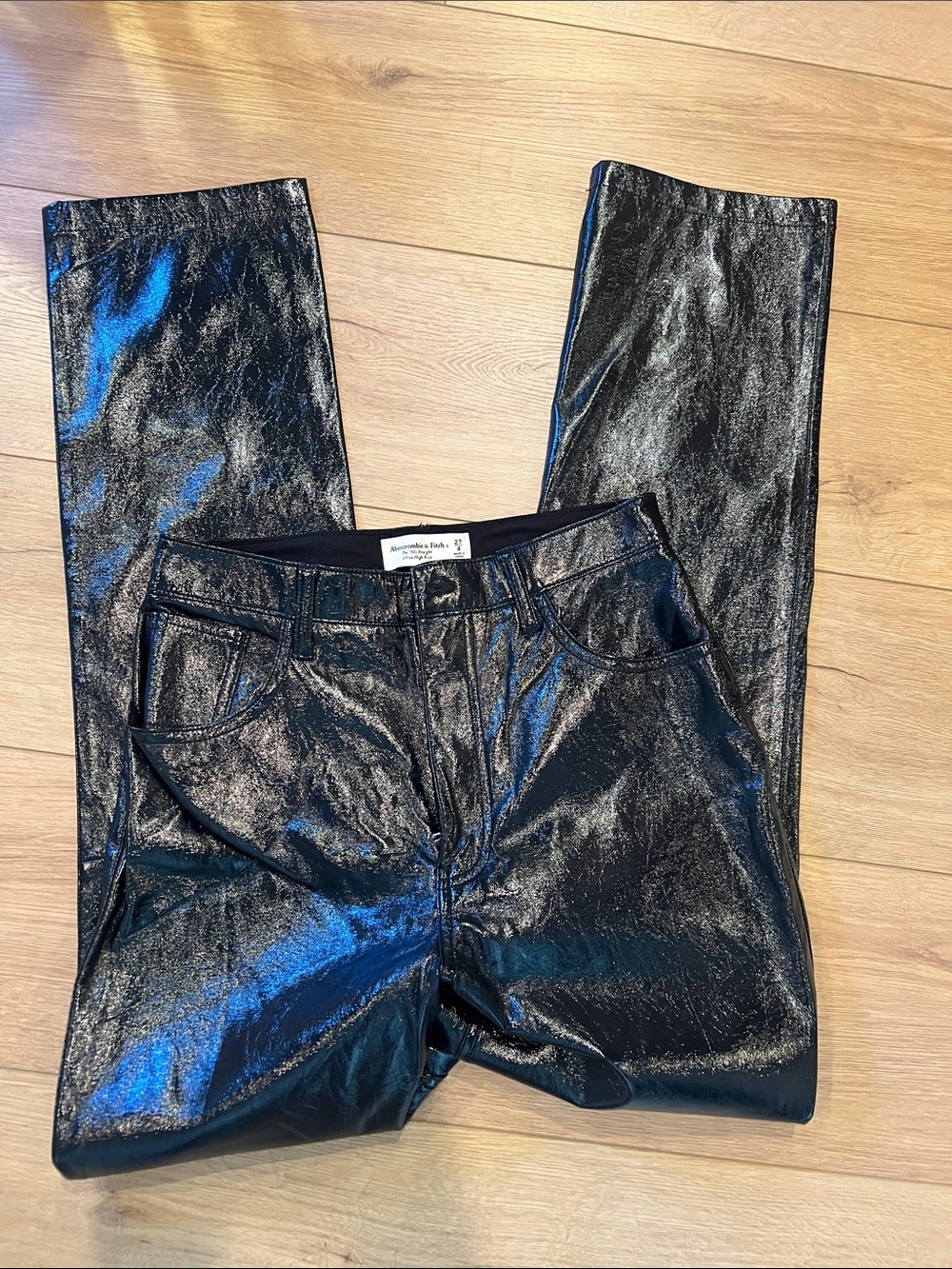 Abercrombie & Fitch Women's Metallic Black Skinny Jeans